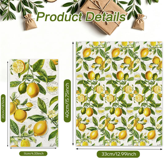 200 pcs 2 Ply Disposable Paper Decorative Napkins,Lemon Yellow Citrus Fruit Guest Hand Towels,Soft Absorbent Durable Napkin for Summer Spring Bathroom Wedding Holiday Cocktail Birthday Party