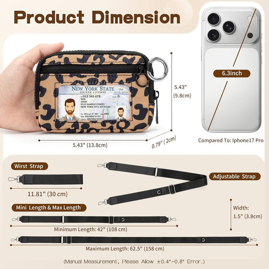 Wristlet Wallets Keychain for Women, Clip and Go Strap for Phone with Wallet Crossbody - Wallet with Clear ID Window