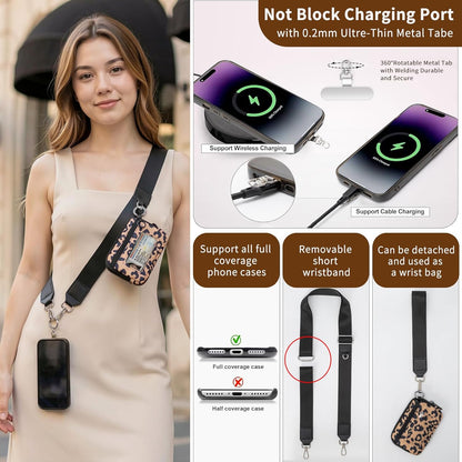 Wristlet Wallets Keychain for Women, Clip and Go Strap for Phone with Wallet Crossbody - Wallet with Clear ID Window