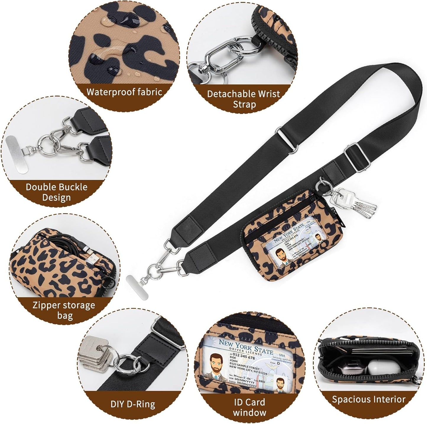 Wristlet Wallets Keychain for Women, Clip and Go Strap for Phone with Wallet Crossbody - Wallet with Clear ID Window