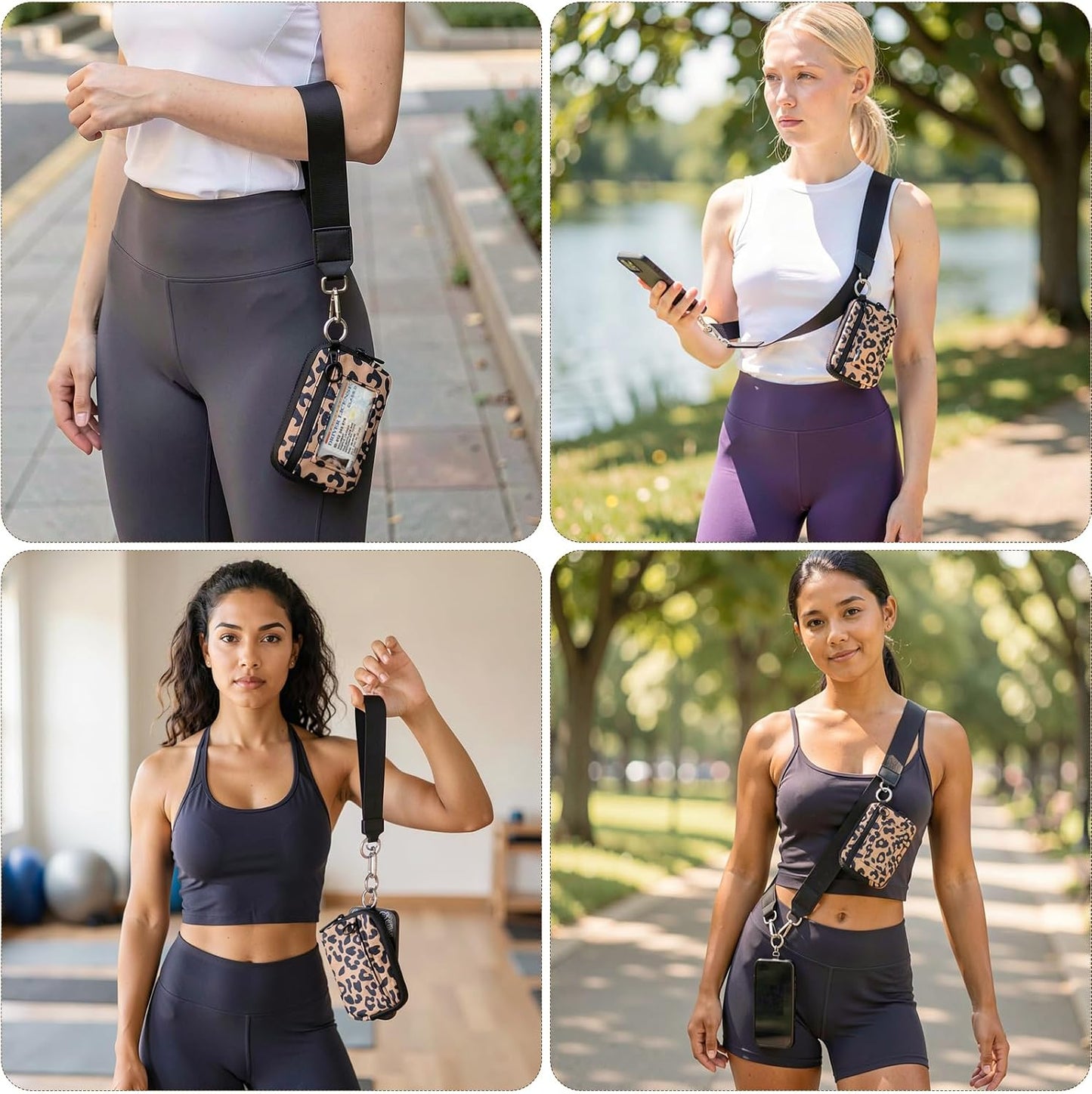 Wristlet Wallets Keychain for Women, Clip and Go Strap for Phone with Wallet Crossbody - Wallet with Clear ID Window