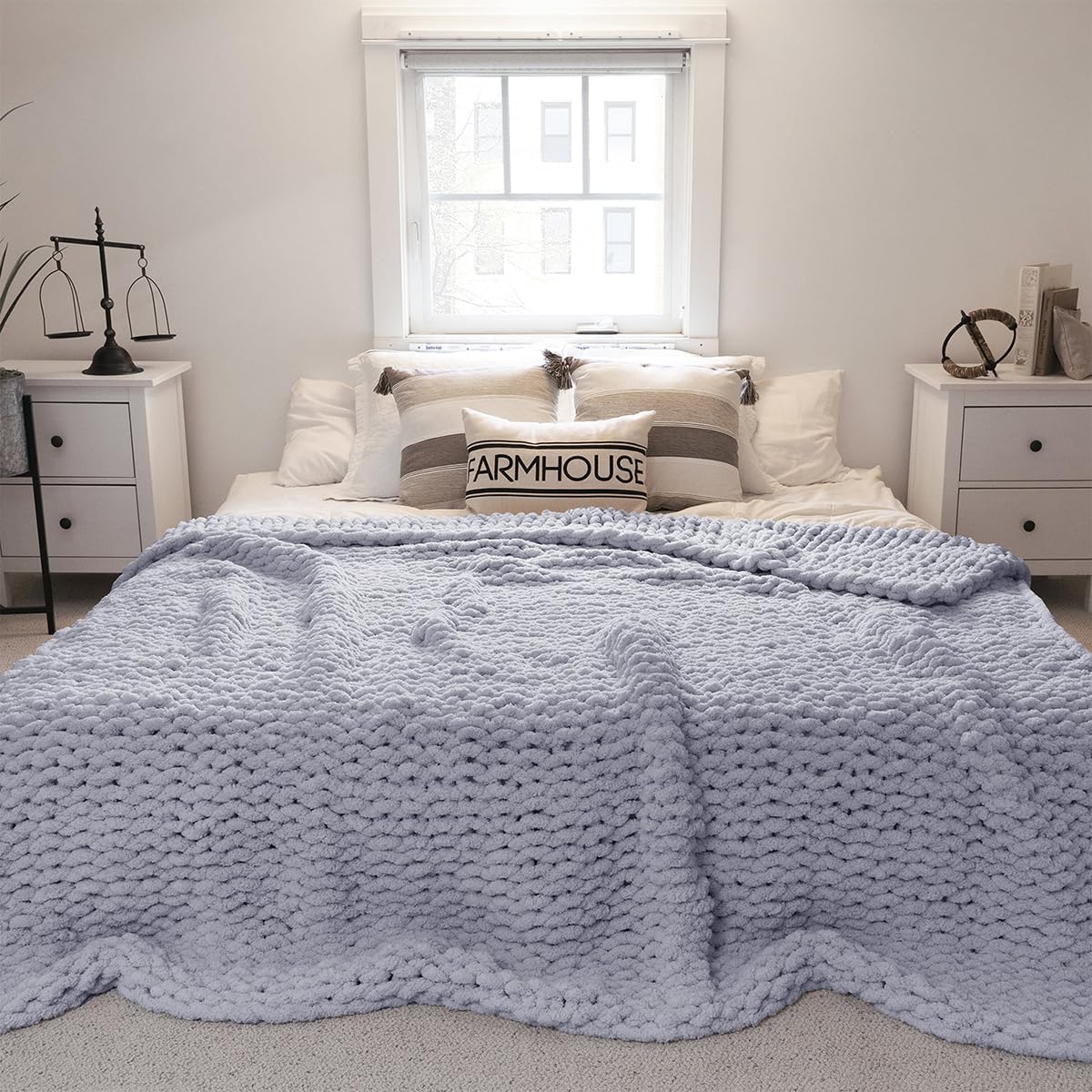 Chunky Knit Blanket Throw, Hand Knitted Chunky Throw Blanket for Couch,Soft Chenille Throw Blanket, Hand Knitted Blanket for Couch, Bed, Sofa, Home Decor,Yellow,50 * 50 cm