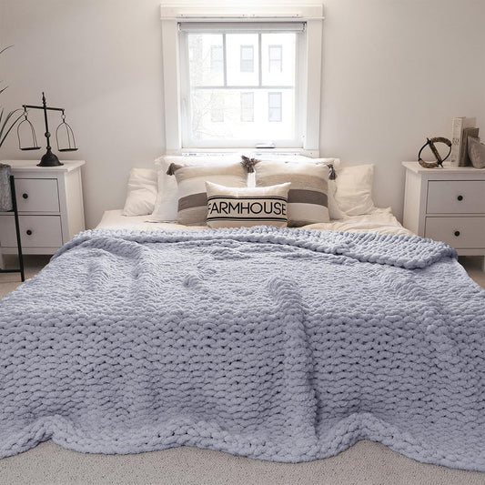 Chunky Knit Blanket Throw, Hand Knitted Chunky Throw Blanket for Couch,Soft Chenille Throw Blanket, Hand Knitted Blanket for Couch, Bed, Sofa, Home Decor,Yellow,50 * 50 cm