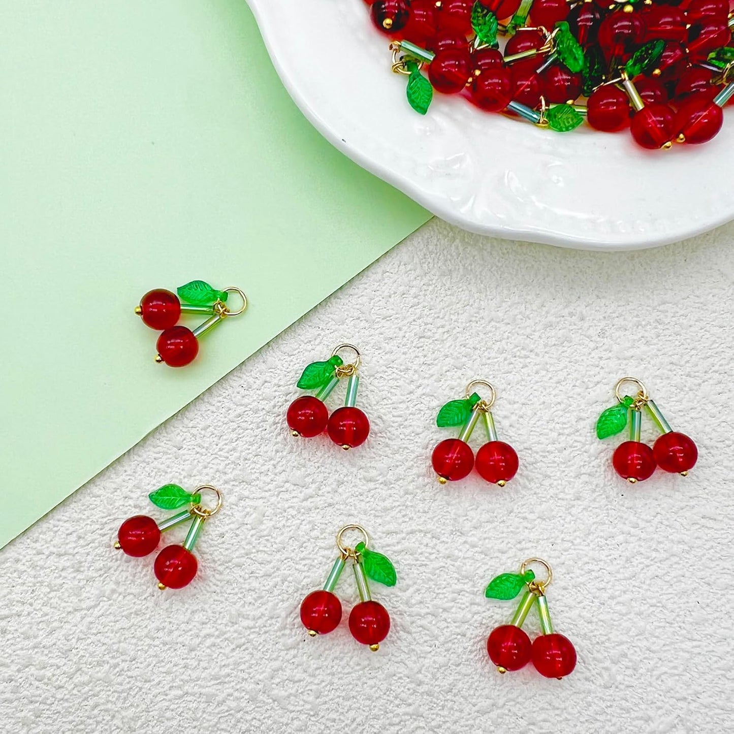 50pcs Glass Pendant Charms - Multicolor Theme Drops for Necklace Craft, Jewelry Making Supplies (Various Styles)