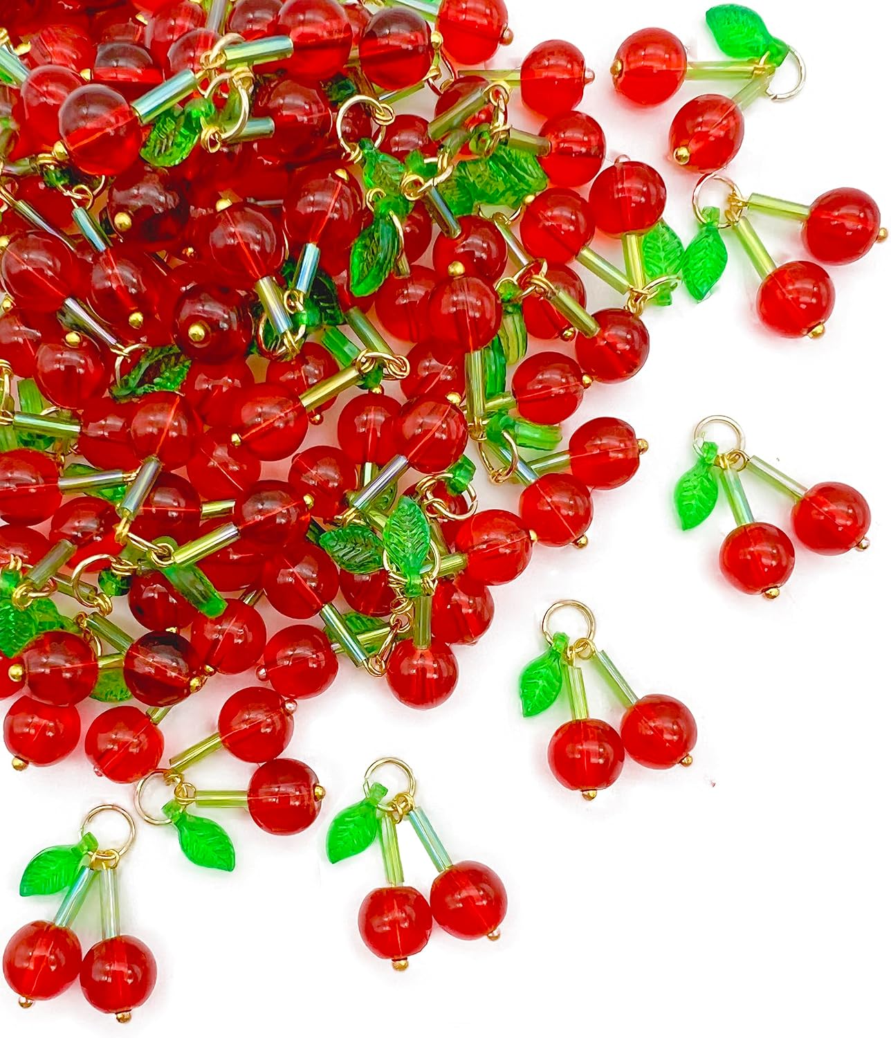 50pcs Glass Pendant Charms - Multicolor Theme Drops for Necklace Craft, Jewelry Making Supplies (Various Styles)
