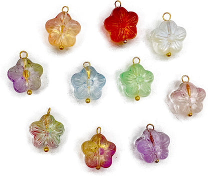 50pcs Glass Pendant Charms - Multicolor Theme Drops for Necklace Craft, Jewelry Making Supplies (Various Styles)