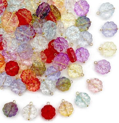 50pcs Glass Pendant Charms - Multicolor Theme Drops for Necklace Craft, Jewelry Making Supplies (Various Styles)