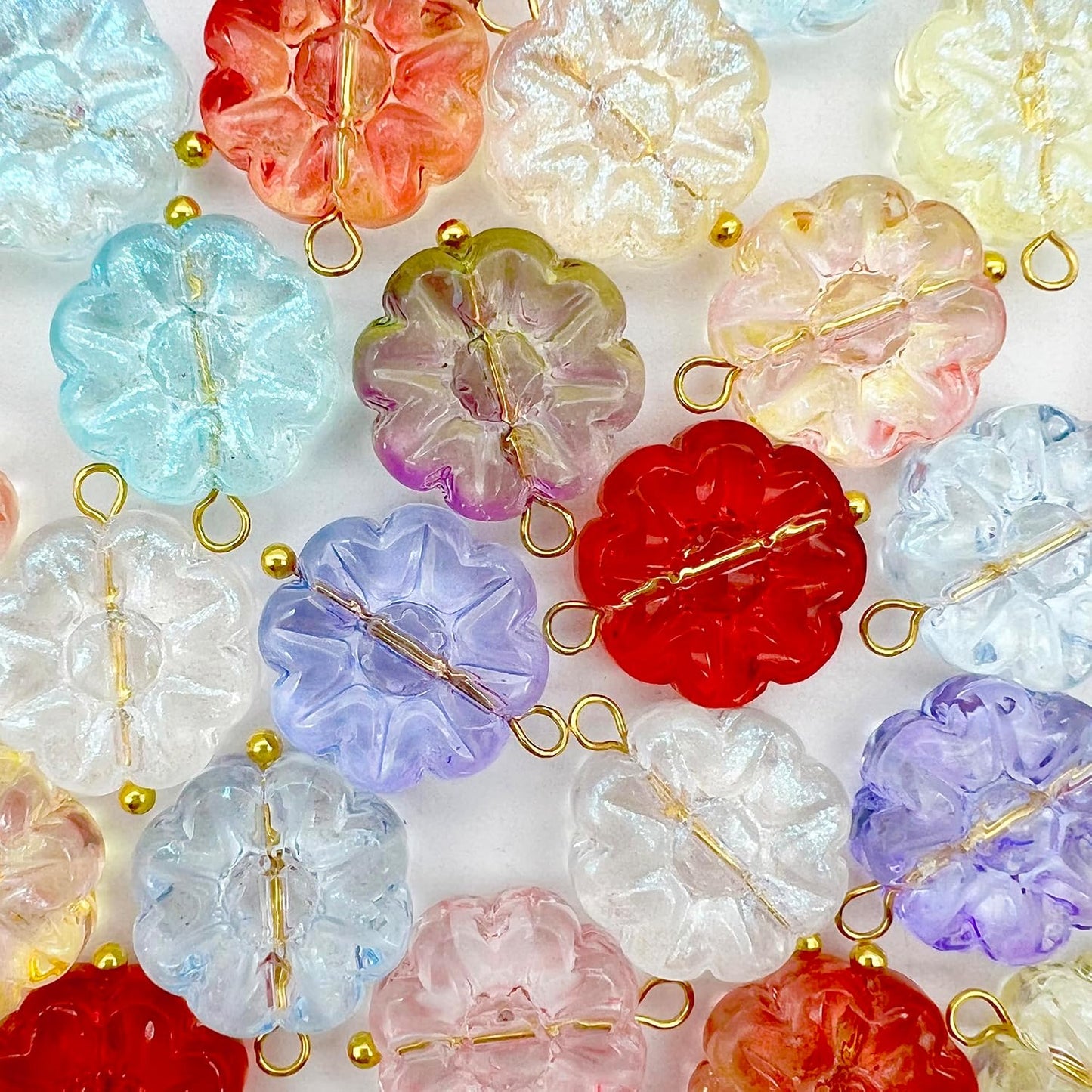 50pcs Glass Pendant Charms - Multicolor Theme Drops for Necklace Craft, Jewelry Making Supplies (Various Styles)