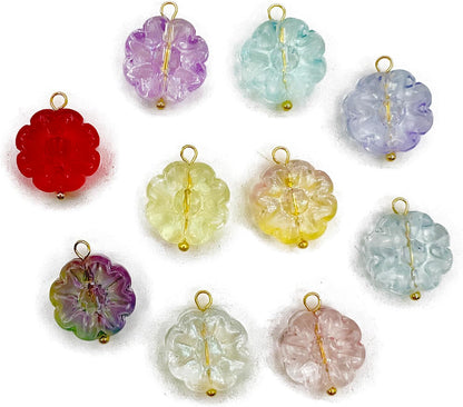50pcs Glass Pendant Charms - Multicolor Theme Drops for Necklace Craft, Jewelry Making Supplies (Various Styles)