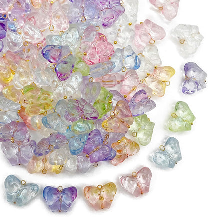 50pcs Glass Pendant Charms - Multicolor Theme Drops for Necklace Craft, Jewelry Making Supplies (Various Styles)