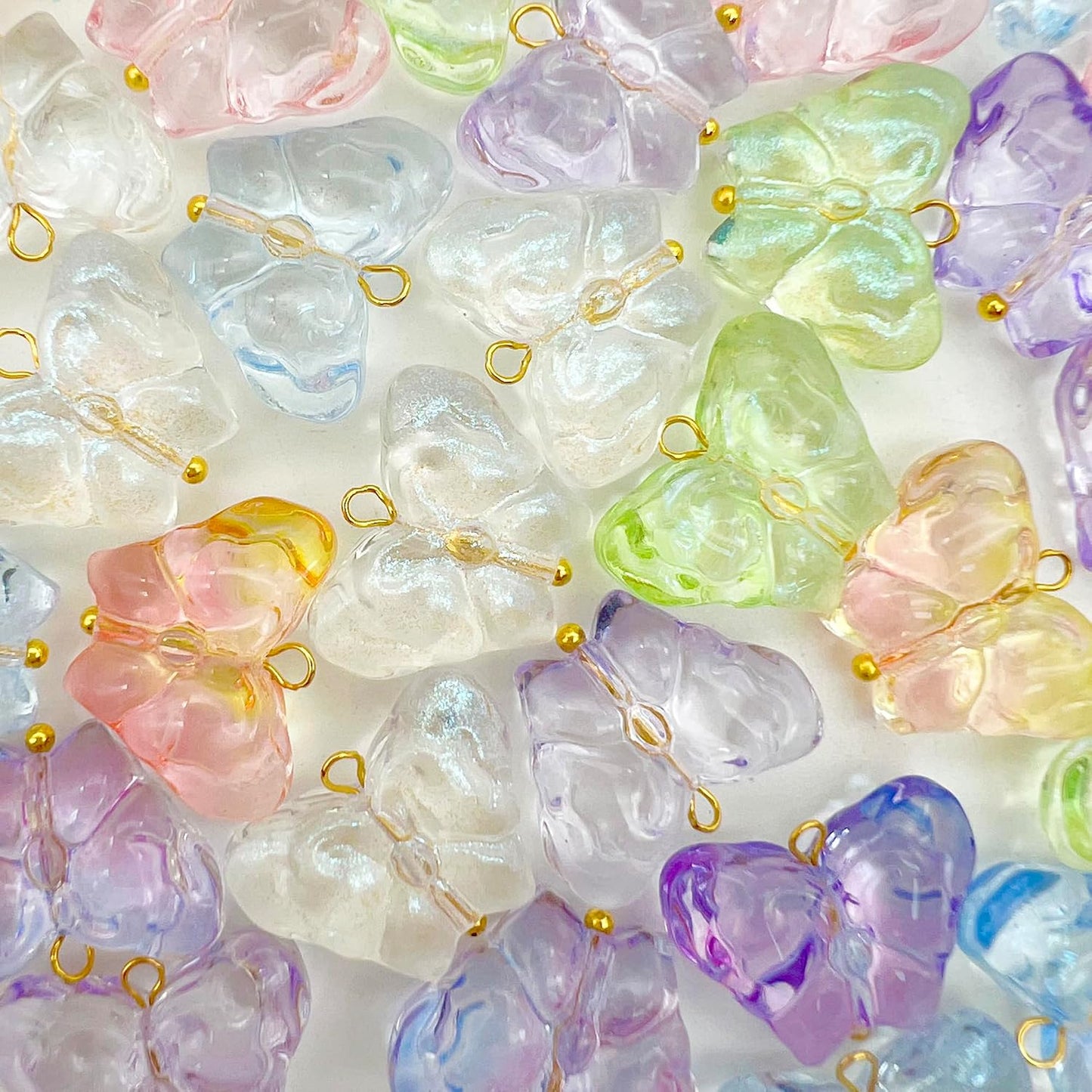 50pcs Glass Pendant Charms - Multicolor Theme Drops for Necklace Craft, Jewelry Making Supplies (Various Styles)