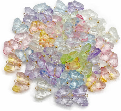 50pcs Glass Pendant Charms - Multicolor Theme Drops for Necklace Craft, Jewelry Making Supplies (Various Styles)