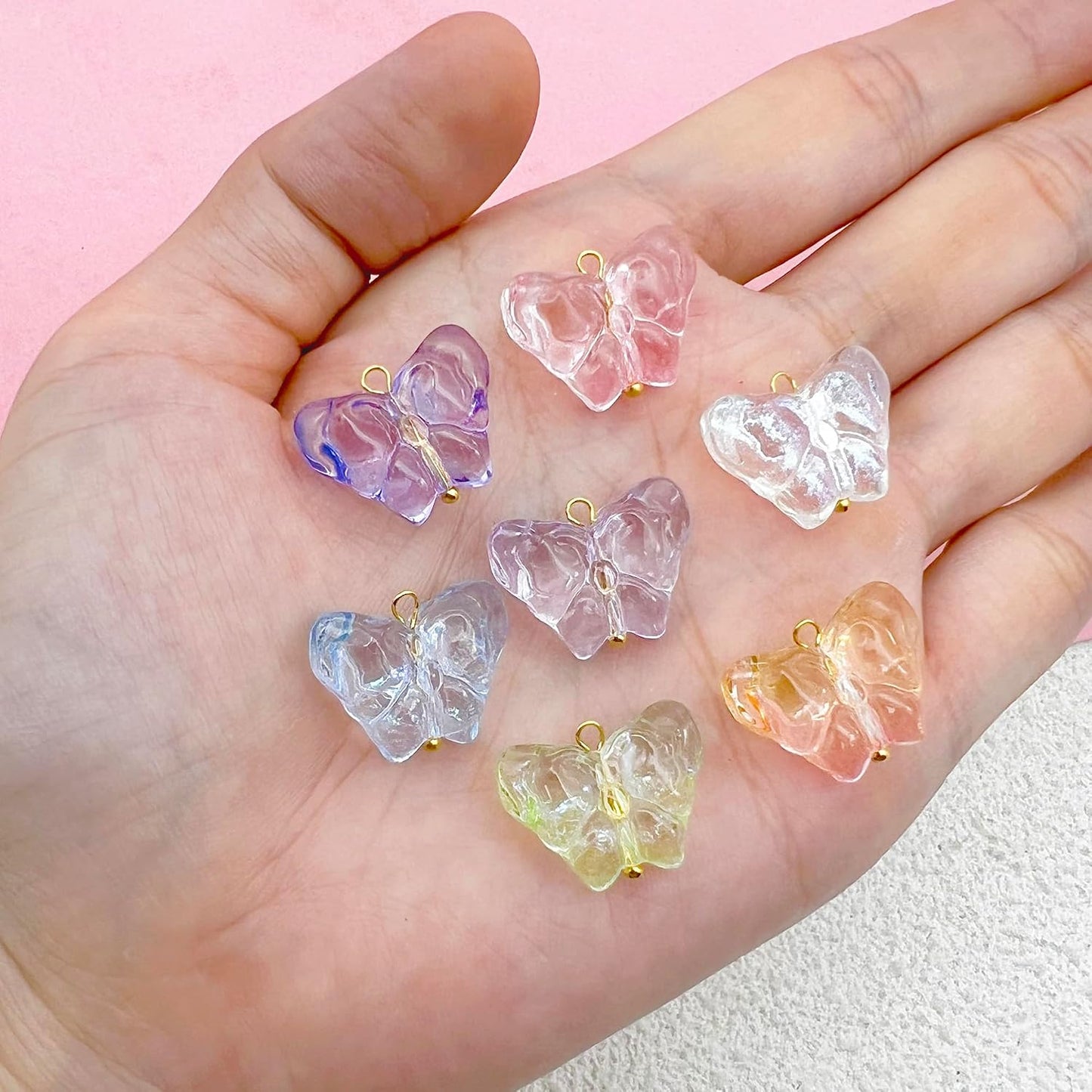 50pcs Glass Pendant Charms - Multicolor Theme Drops for Necklace Craft, Jewelry Making Supplies (Various Styles)