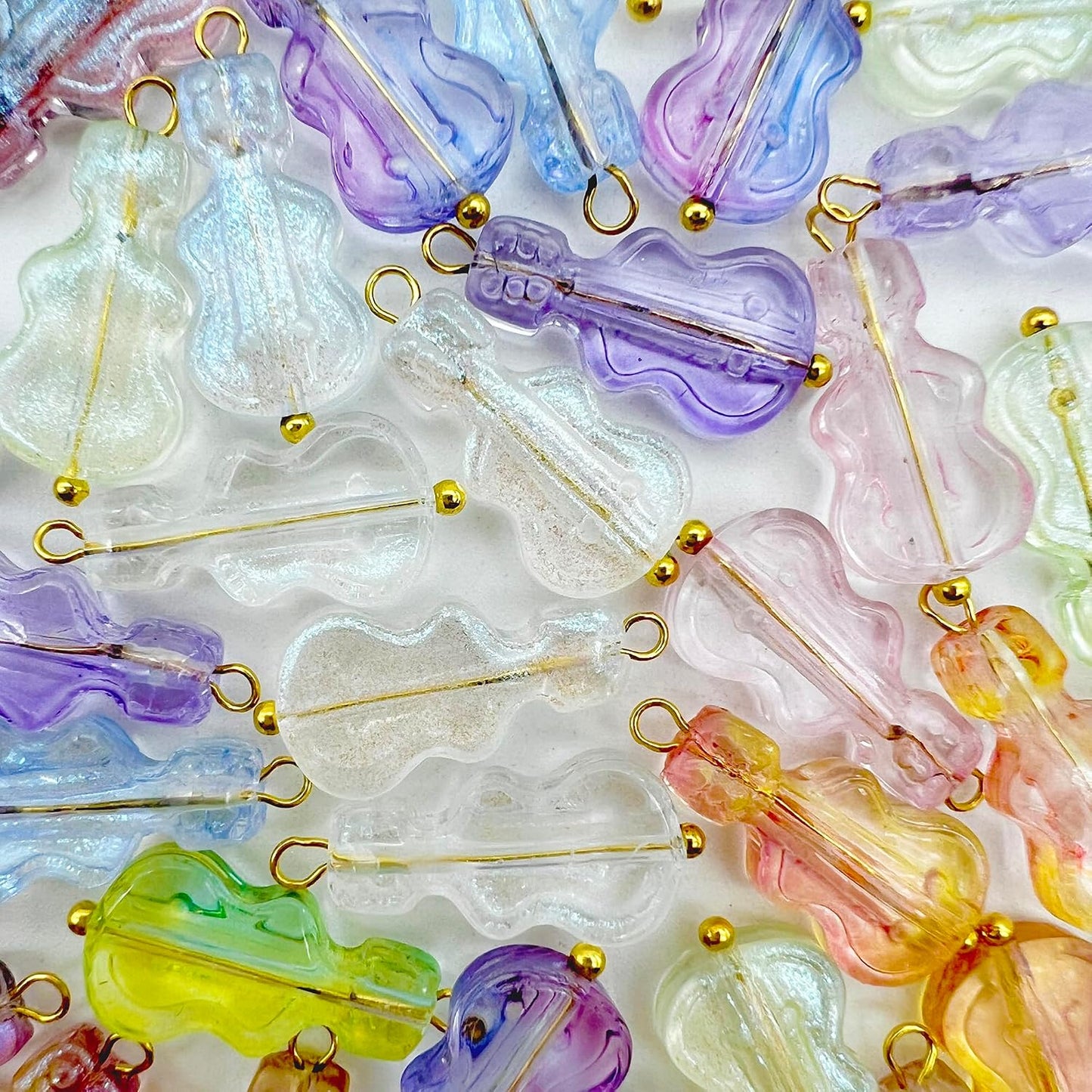 50pcs Glass Pendant Charms - Multicolor Theme Drops for Necklace Craft, Jewelry Making Supplies (Various Styles)