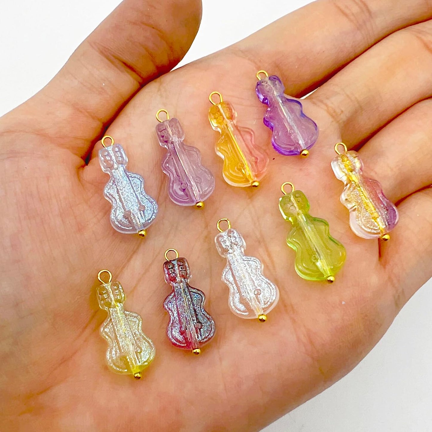 50pcs Glass Pendant Charms - Multicolor Theme Drops for Necklace Craft, Jewelry Making Supplies (Various Styles)