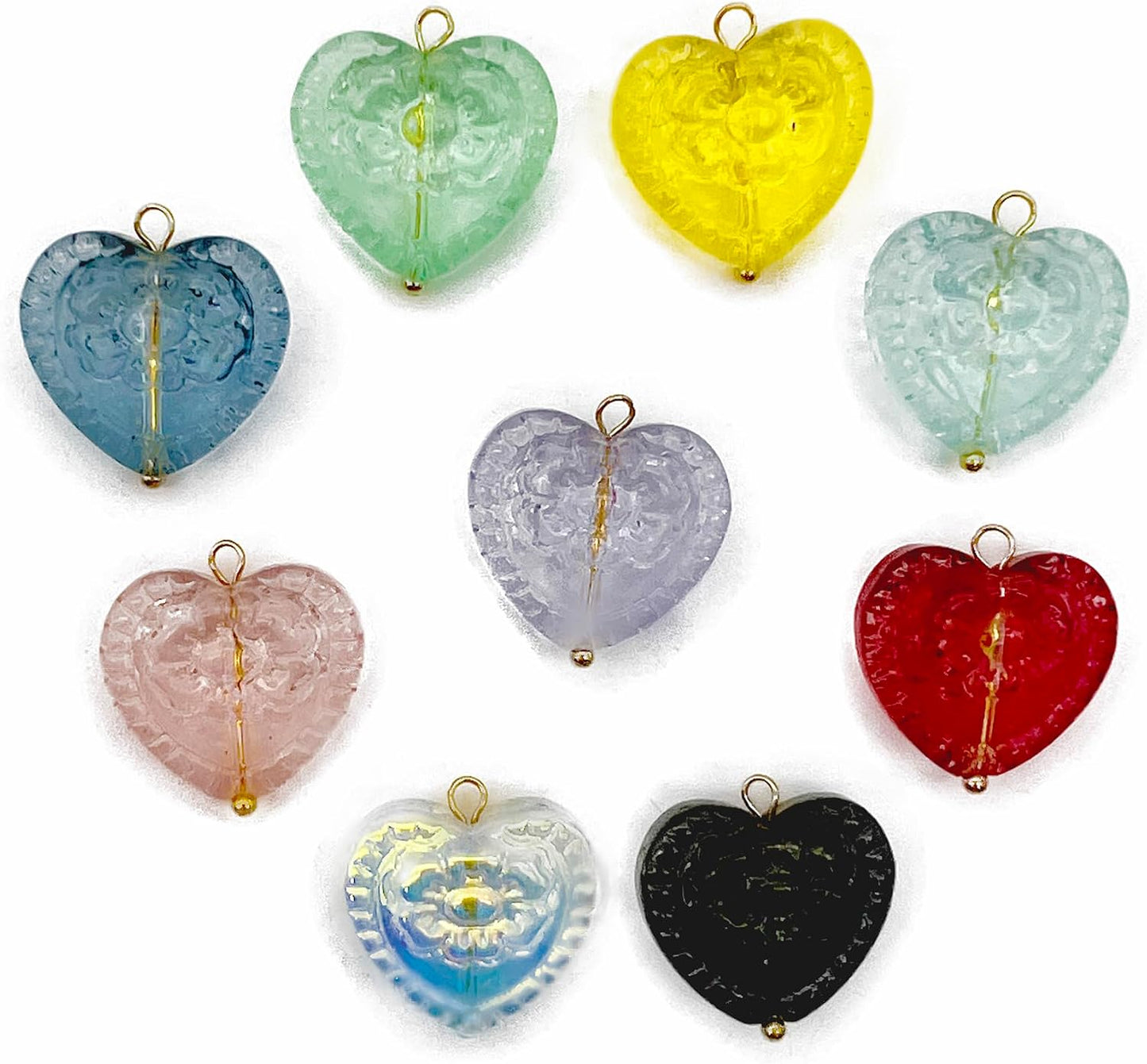 50pcs Glass Pendant Charms - Multicolor Theme Drops for Necklace Craft, Jewelry Making Supplies (Various Styles)