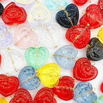 50pcs Glass Pendant Charms - Multicolor Theme Drops for Necklace Craft, Jewelry Making Supplies (Various Styles)