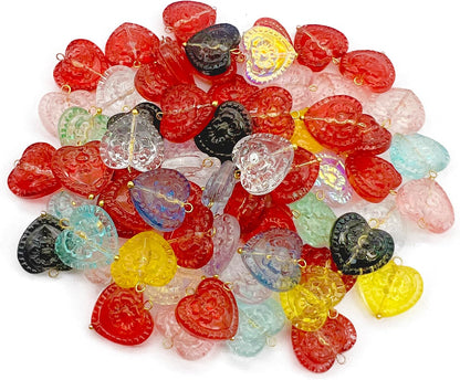 50pcs Glass Pendant Charms - Multicolor Theme Drops for Necklace Craft, Jewelry Making Supplies (Various Styles)