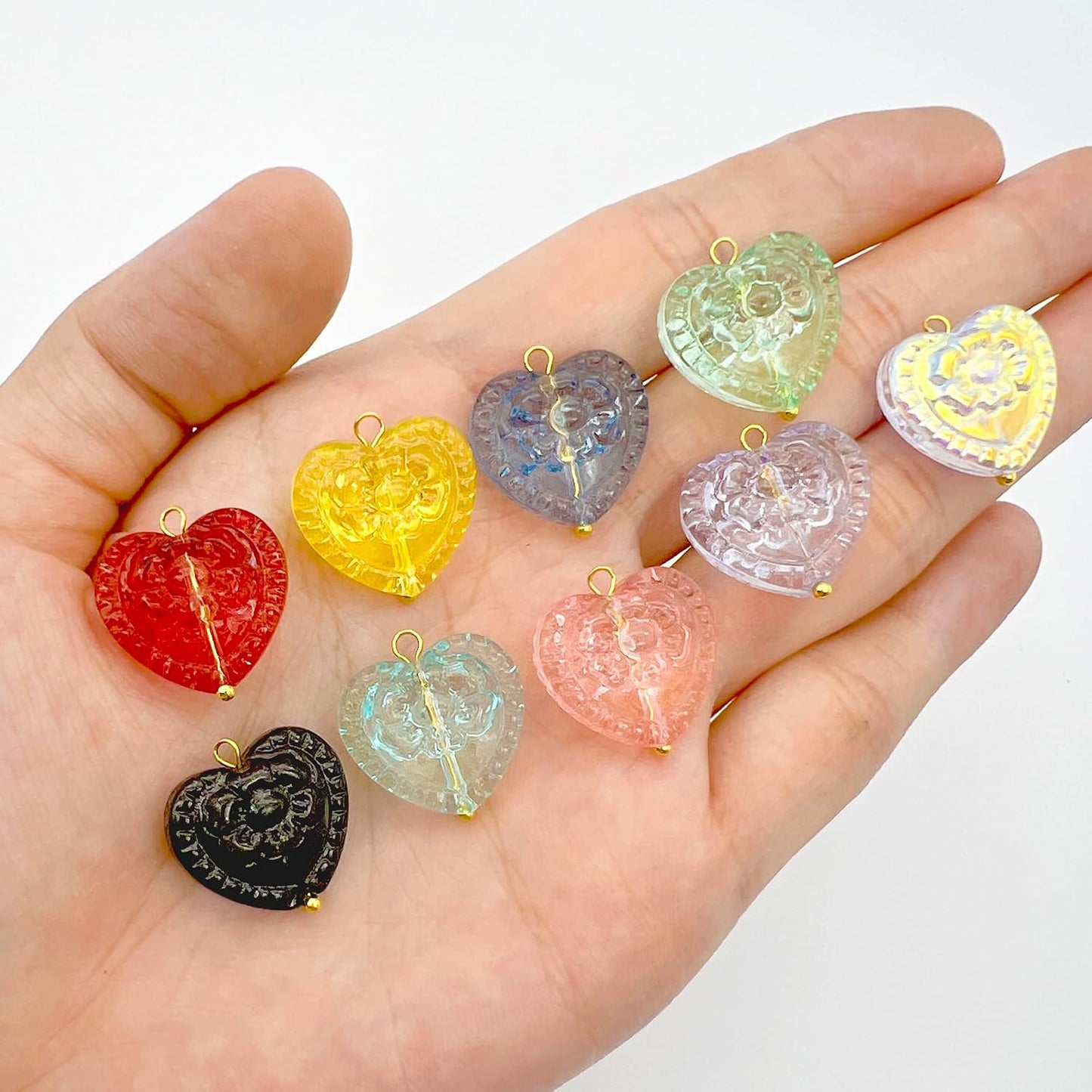 50pcs Glass Pendant Charms - Multicolor Theme Drops for Necklace Craft, Jewelry Making Supplies (Various Styles)