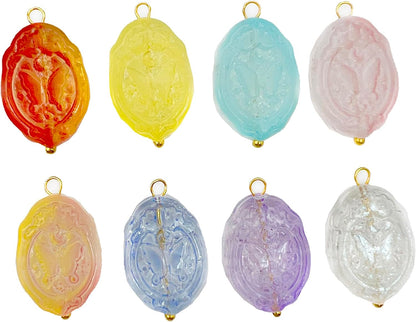 50pcs Glass Pendant Charms - Multicolor Theme Drops for Necklace Craft, Jewelry Making Supplies (Various Styles)