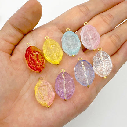 50pcs Glass Pendant Charms - Multicolor Theme Drops for Necklace Craft, Jewelry Making Supplies (Various Styles)