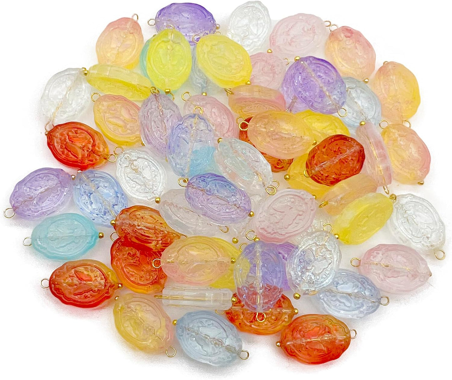 50pcs Glass Pendant Charms - Multicolor Theme Drops for Necklace Craft, Jewelry Making Supplies (Various Styles)
