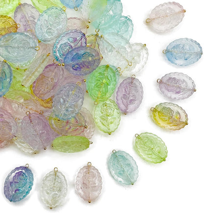 50pcs Glass Pendant Charms - Multicolor Theme Drops for Necklace Craft, Jewelry Making Supplies (Various Styles)