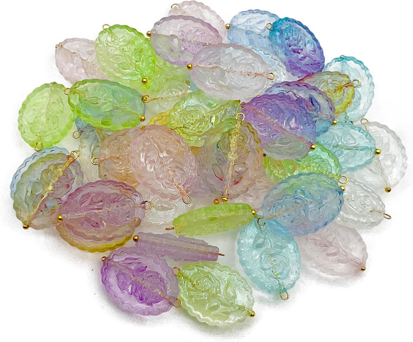 50pcs Glass Pendant Charms - Multicolor Theme Drops for Necklace Craft, Jewelry Making Supplies (Various Styles)