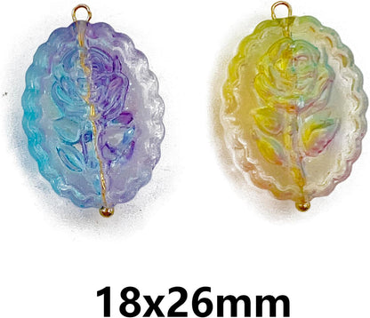 50pcs Glass Pendant Charms - Multicolor Theme Drops for Necklace Craft, Jewelry Making Supplies (Various Styles)