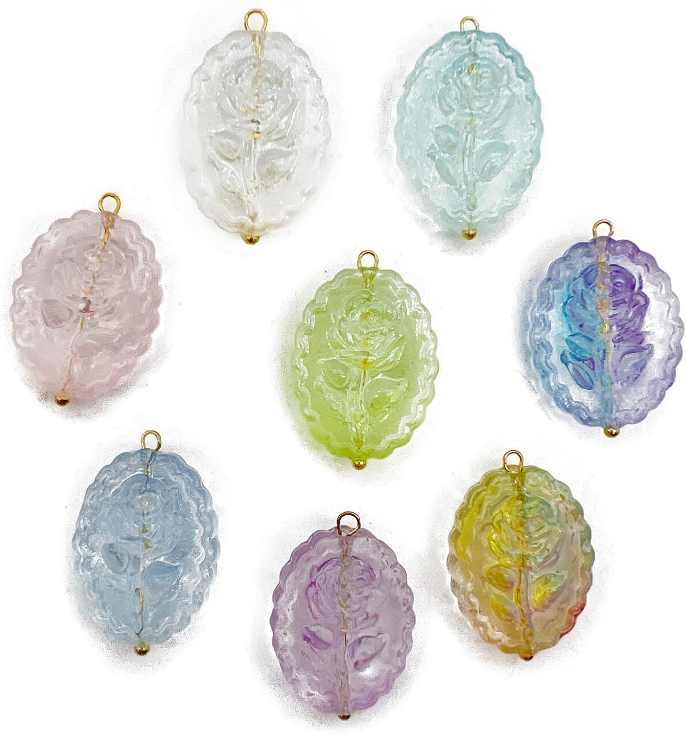 50pcs Glass Pendant Charms - Multicolor Theme Drops for Necklace Craft, Jewelry Making Supplies (Various Styles)