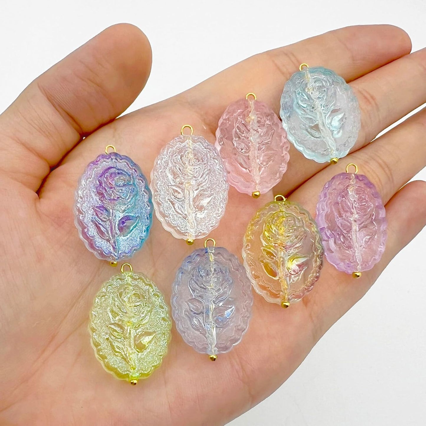 50pcs Glass Pendant Charms - Multicolor Theme Drops for Necklace Craft, Jewelry Making Supplies (Various Styles)
