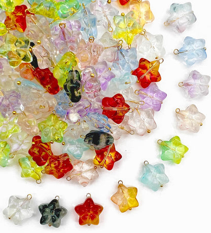 50pcs Glass Pendant Charms - Multicolor Theme Drops for Necklace Craft, Jewelry Making Supplies (Various Styles)