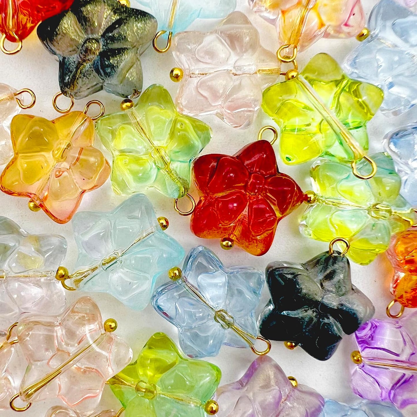 50pcs Glass Pendant Charms - Multicolor Theme Drops for Necklace Craft, Jewelry Making Supplies (Various Styles)