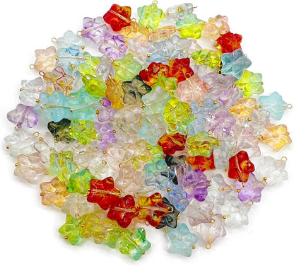 50pcs Glass Pendant Charms - Multicolor Theme Drops for Necklace Craft, Jewelry Making Supplies (Various Styles)