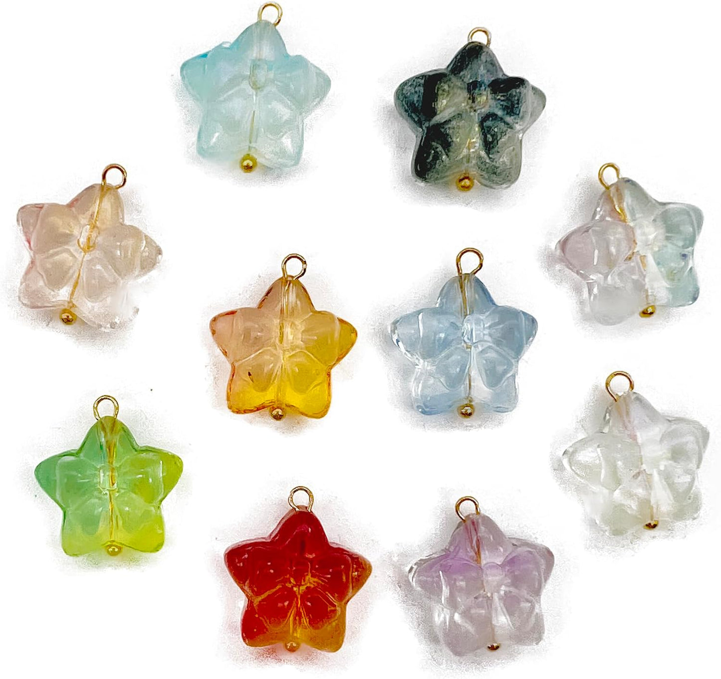 50pcs Glass Pendant Charms - Multicolor Theme Drops for Necklace Craft, Jewelry Making Supplies (Various Styles)