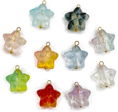 50pcs Glass Pendant Charms - Multicolor Theme Drops for Necklace Craft, Jewelry Making Supplies (Various Styles)