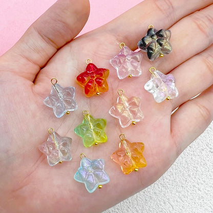 50pcs Glass Pendant Charms - Multicolor Theme Drops for Necklace Craft, Jewelry Making Supplies (Various Styles)