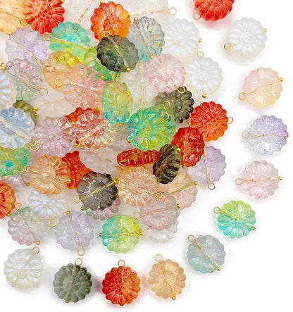 50pcs Glass Pendant Charms - Multicolor Theme Drops for Necklace Craft, Jewelry Making Supplies (Various Styles)