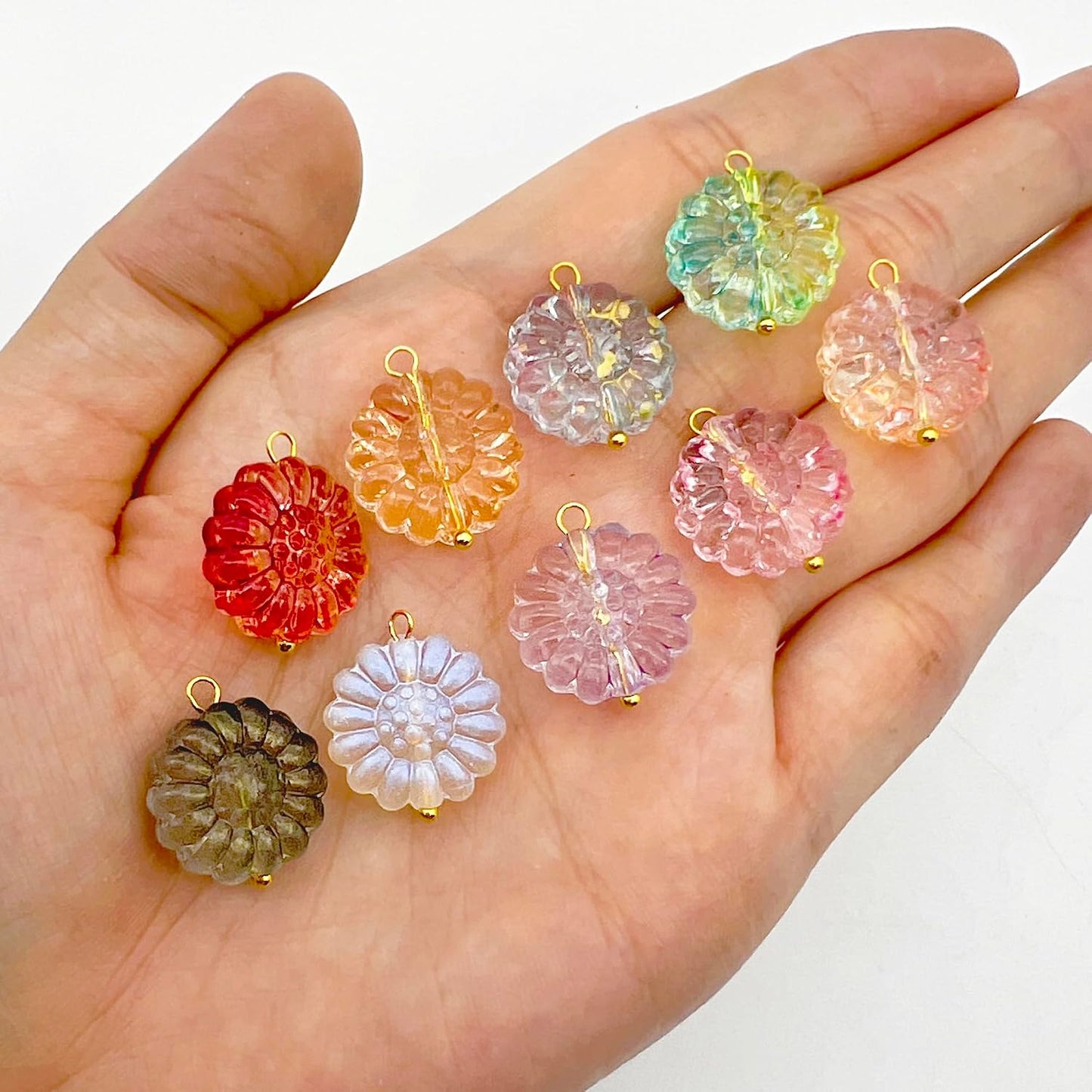 50pcs Glass Pendant Charms - Multicolor Theme Drops for Necklace Craft, Jewelry Making Supplies (Various Styles)