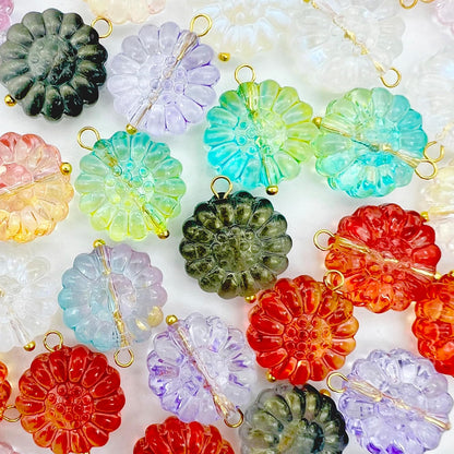 50pcs Glass Pendant Charms - Multicolor Theme Drops for Necklace Craft, Jewelry Making Supplies (Various Styles)