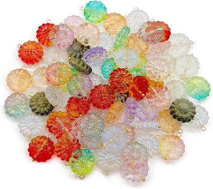 50pcs Glass Pendant Charms - Multicolor Theme Drops for Necklace Craft, Jewelry Making Supplies (Various Styles)