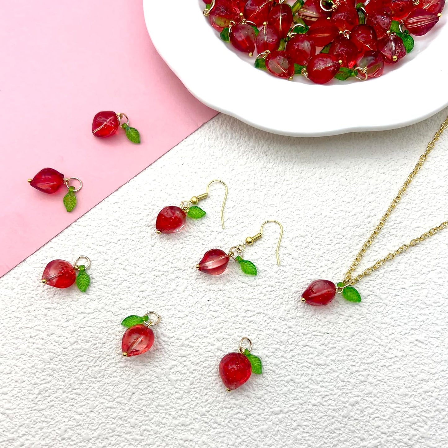 50pcs Glass Pendant Charms - Multicolor Theme Drops for Necklace Craft, Jewelry Making Supplies (Various Styles)