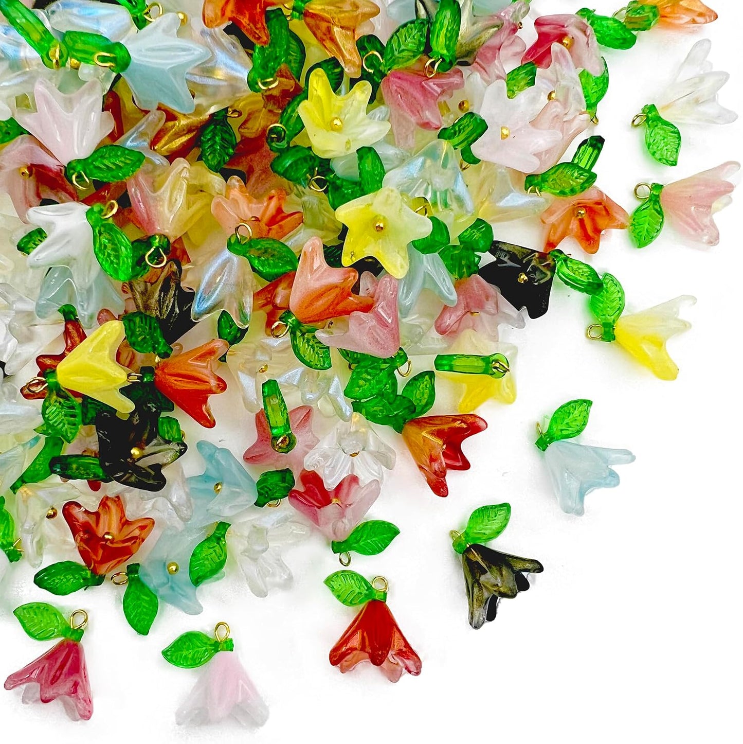 50pcs Glass Pendant Charms - Multicolor Theme Drops for Necklace Craft, Jewelry Making Supplies (Various Styles)