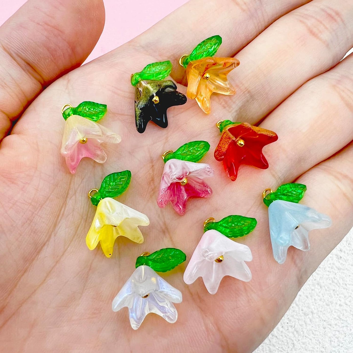 50pcs Glass Pendant Charms - Multicolor Theme Drops for Necklace Craft, Jewelry Making Supplies (Various Styles)