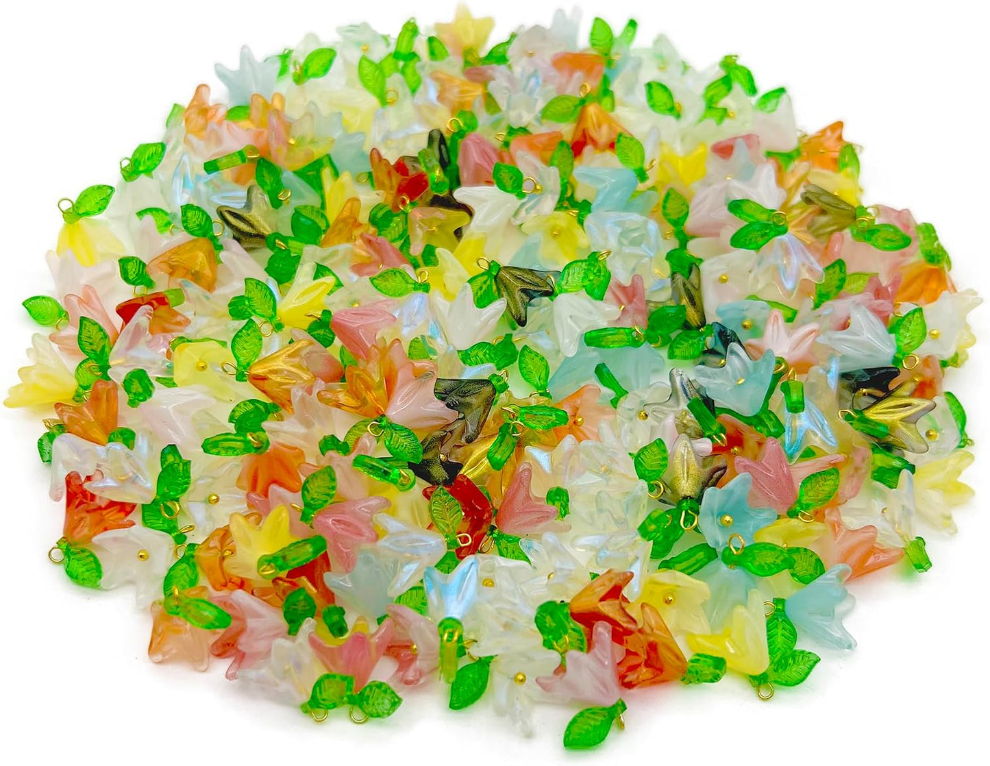 50pcs Glass Pendant Charms - Multicolor Theme Drops for Necklace Craft, Jewelry Making Supplies (Various Styles)