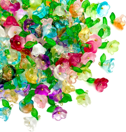 50pcs Glass Pendant Charms - Multicolor Theme Drops for Necklace Craft, Jewelry Making Supplies (Various Styles)