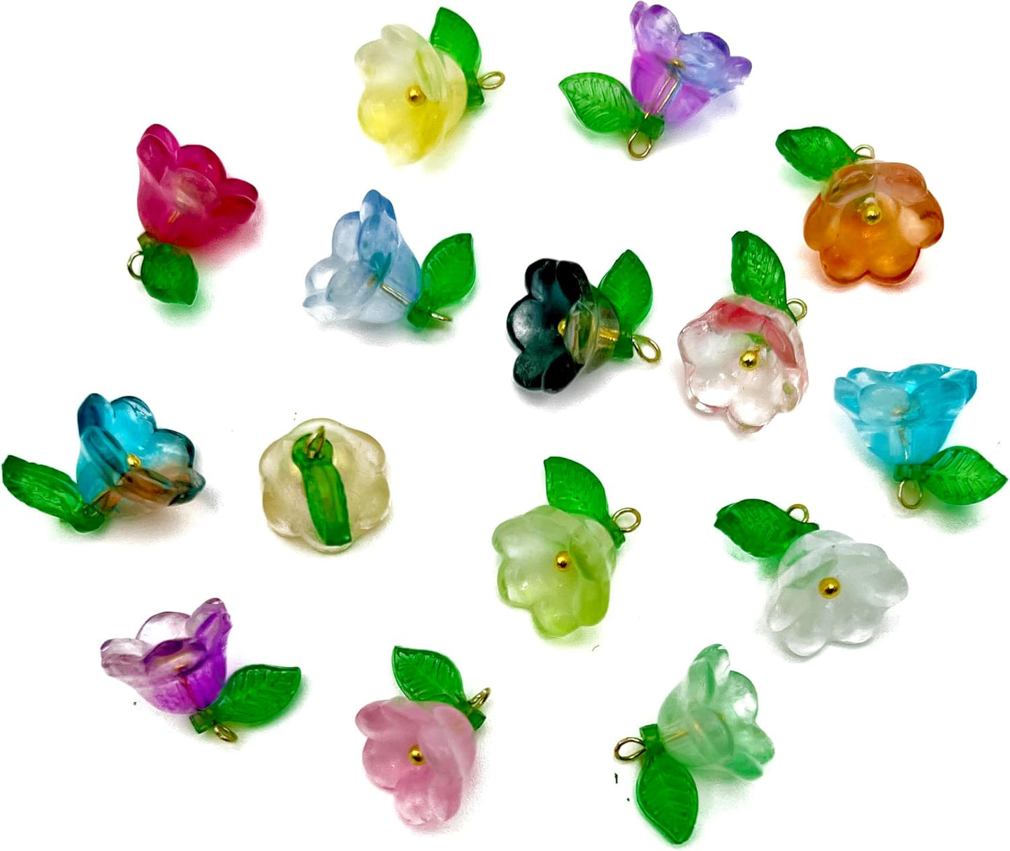 50pcs Glass Pendant Charms - Multicolor Theme Drops for Necklace Craft, Jewelry Making Supplies (Various Styles)