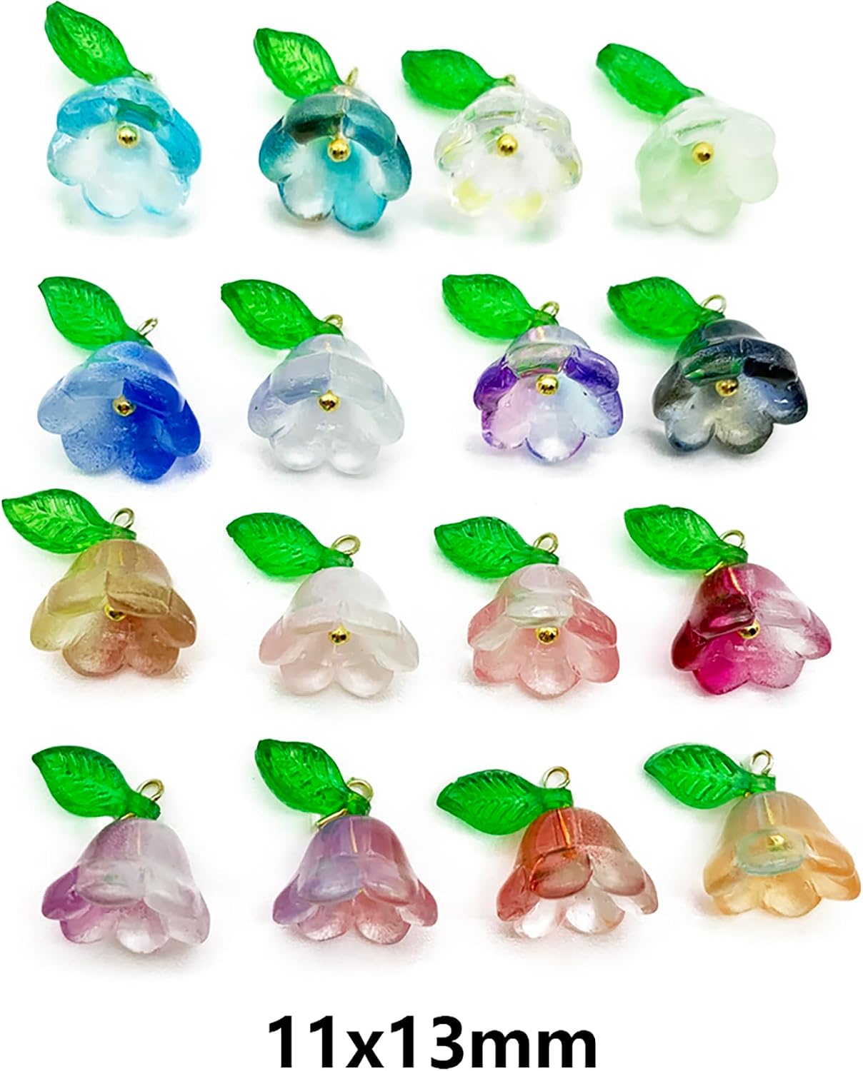 50pcs Glass Pendant Charms - Multicolor Theme Drops for Necklace Craft, Jewelry Making Supplies (Various Styles)
