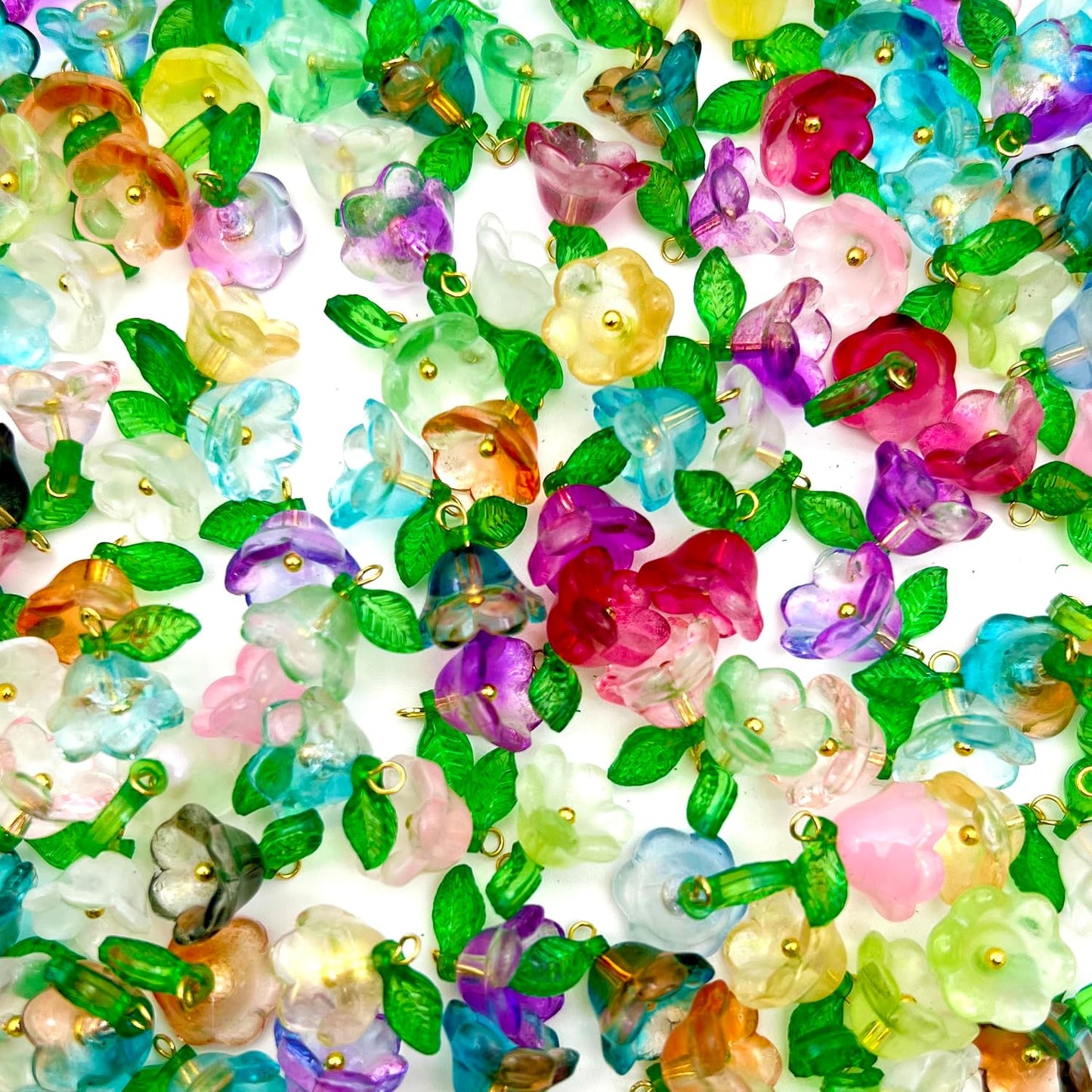 50pcs Glass Pendant Charms - Multicolor Theme Drops for Necklace Craft, Jewelry Making Supplies (Various Styles)
