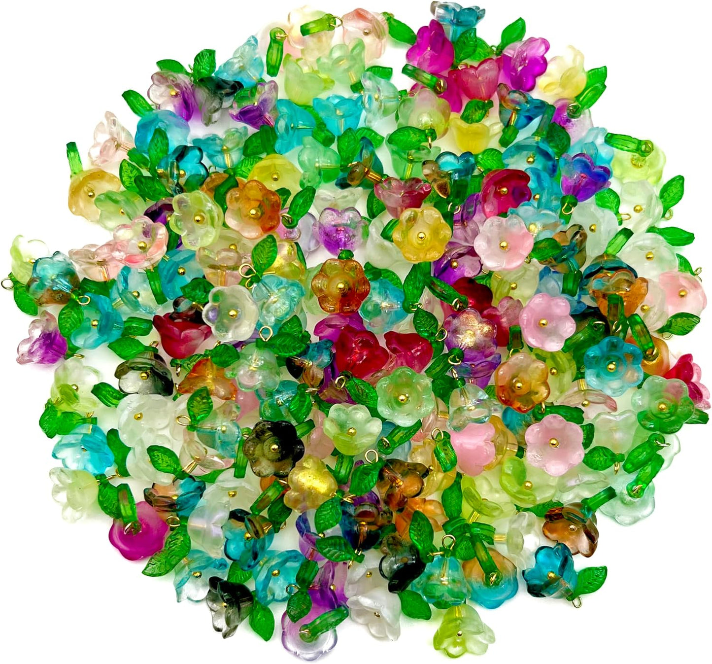 50pcs Glass Pendant Charms - Multicolor Theme Drops for Necklace Craft, Jewelry Making Supplies (Various Styles)